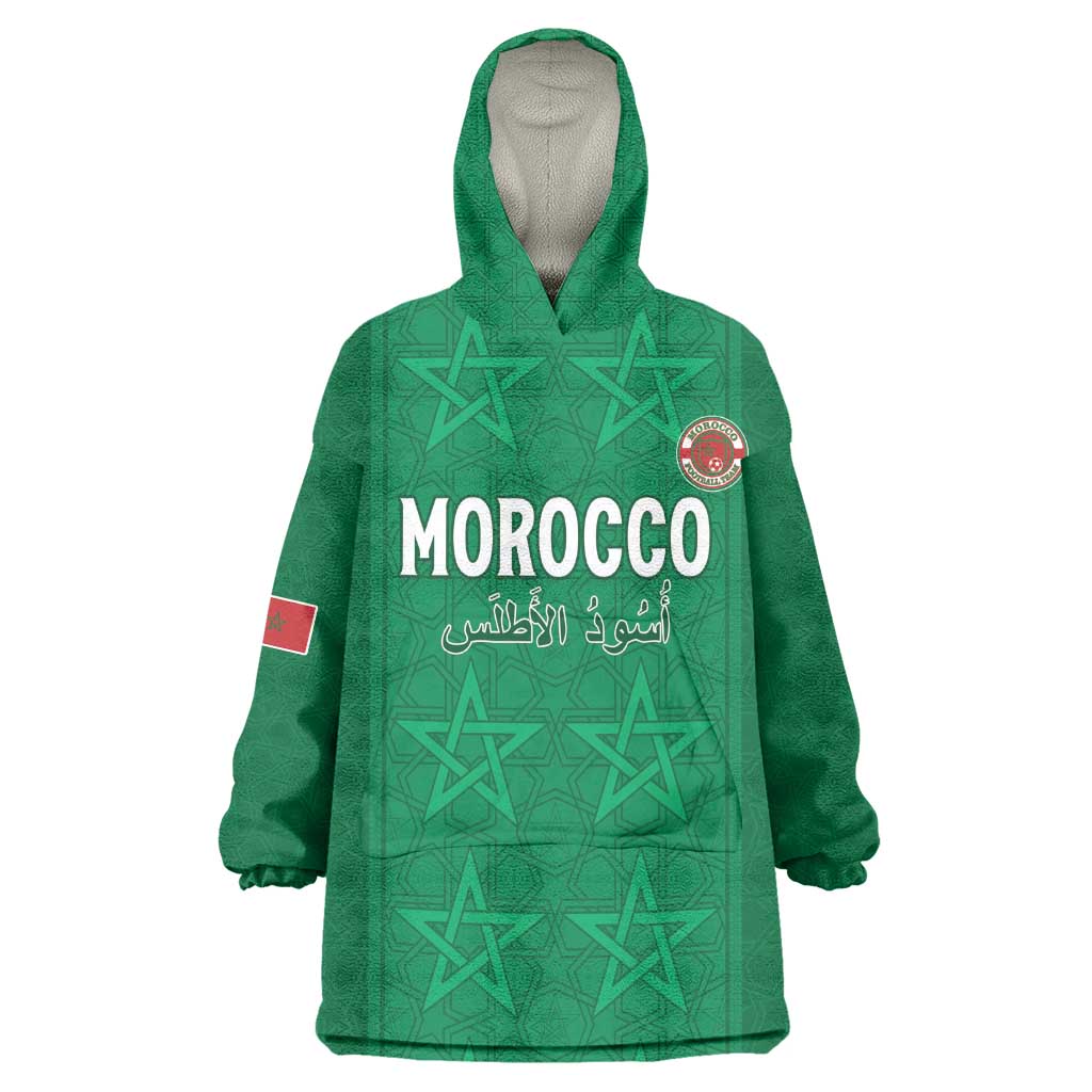 Custom Morocco Football Wearable Blanket Hoodie Dima Maghrib LT15