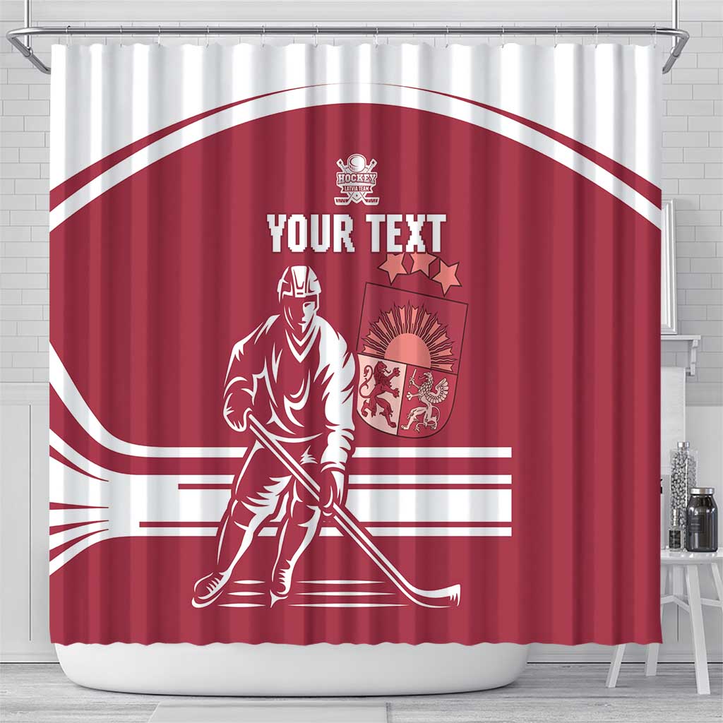 Custom Latvia Hockey Shower Curtain Latvija Latvija LT15