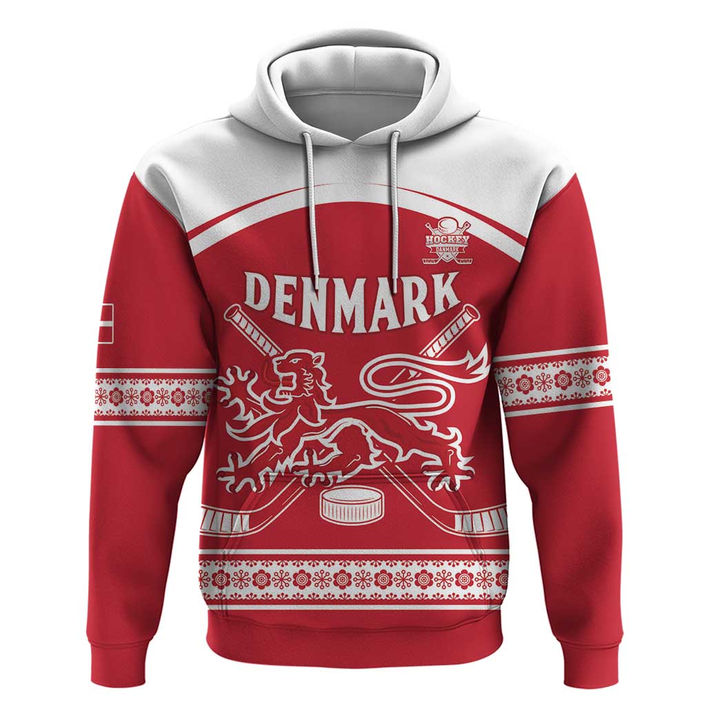 Custom Denmark Hockey Hoodie Come On Danish Lions LT15