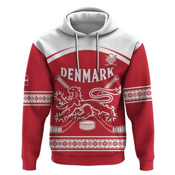 Custom Denmark Hockey Hoodie Come On Danish Lions LT15