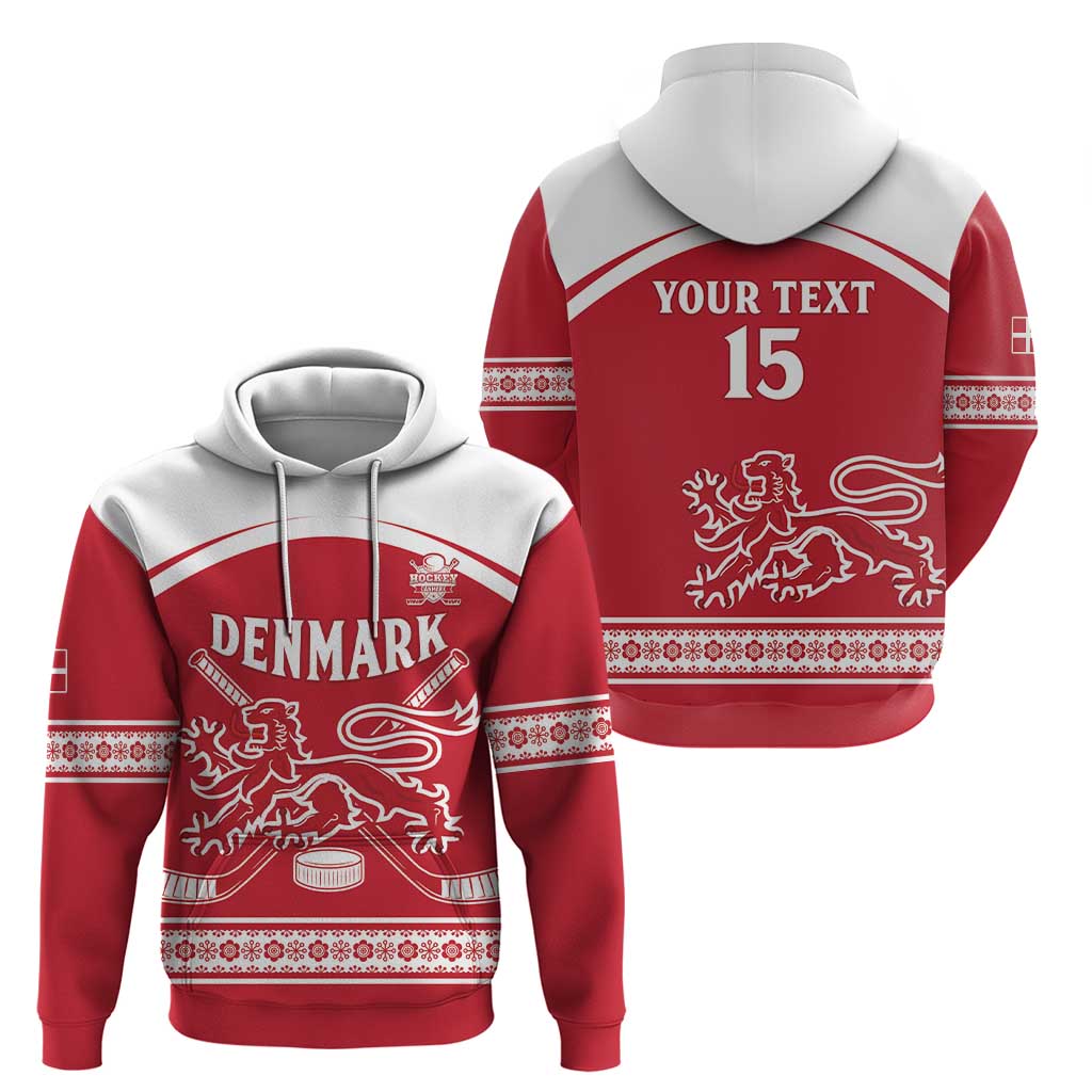 Custom Denmark Hockey Hoodie Come On Danish Lions LT15
