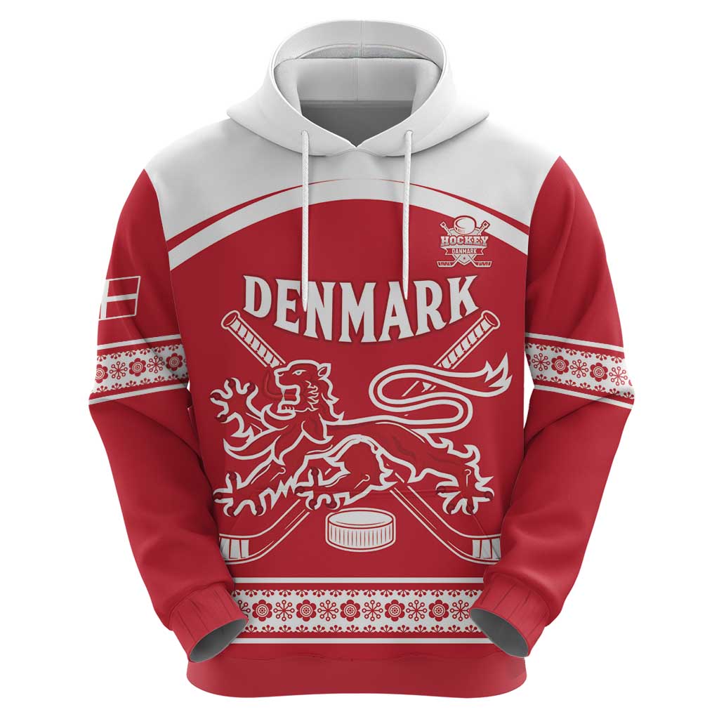 Custom Denmark Hockey Hoodie Come On Danish Lions LT15