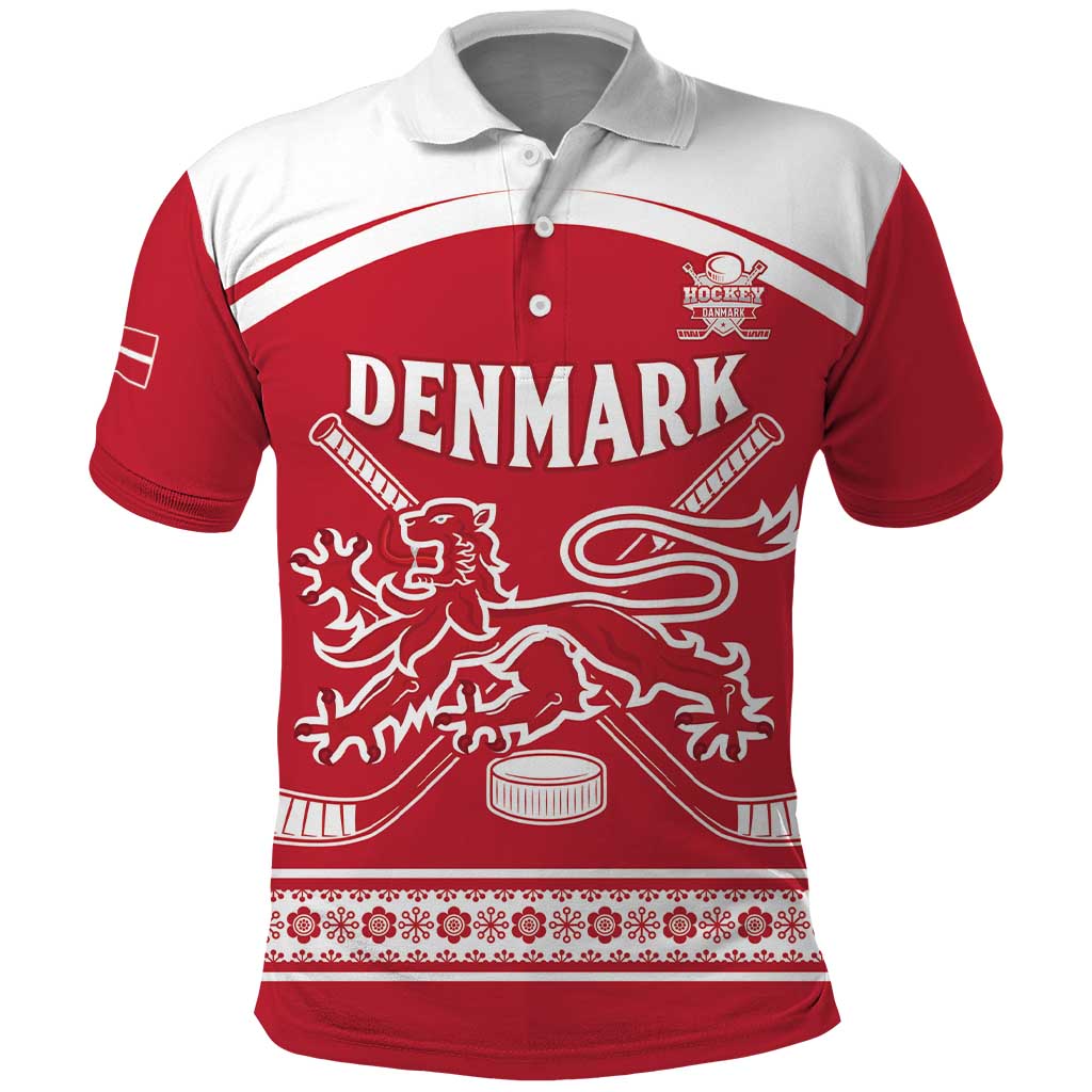 Custom Denmark Hockey Polo Shirt Come On Danish Lions LT15