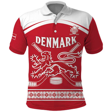 Custom Denmark Hockey Polo Shirt Come On Danish Lions LT15