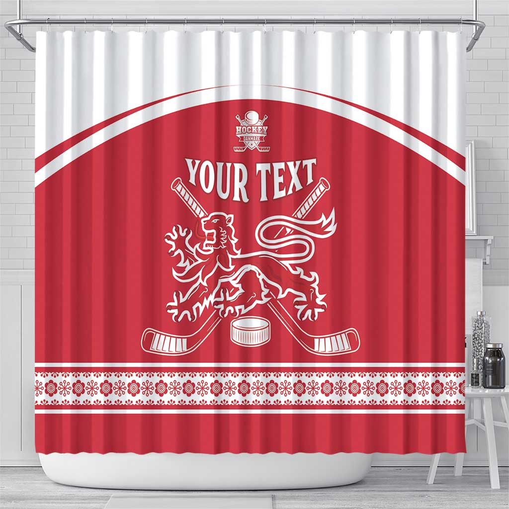 Custom Denmark Hockey Shower Curtain Come On Danish Lions LT15