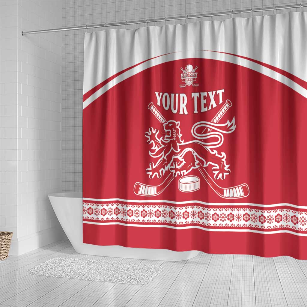 Custom Denmark Hockey Shower Curtain Come On Danish Lions LT15