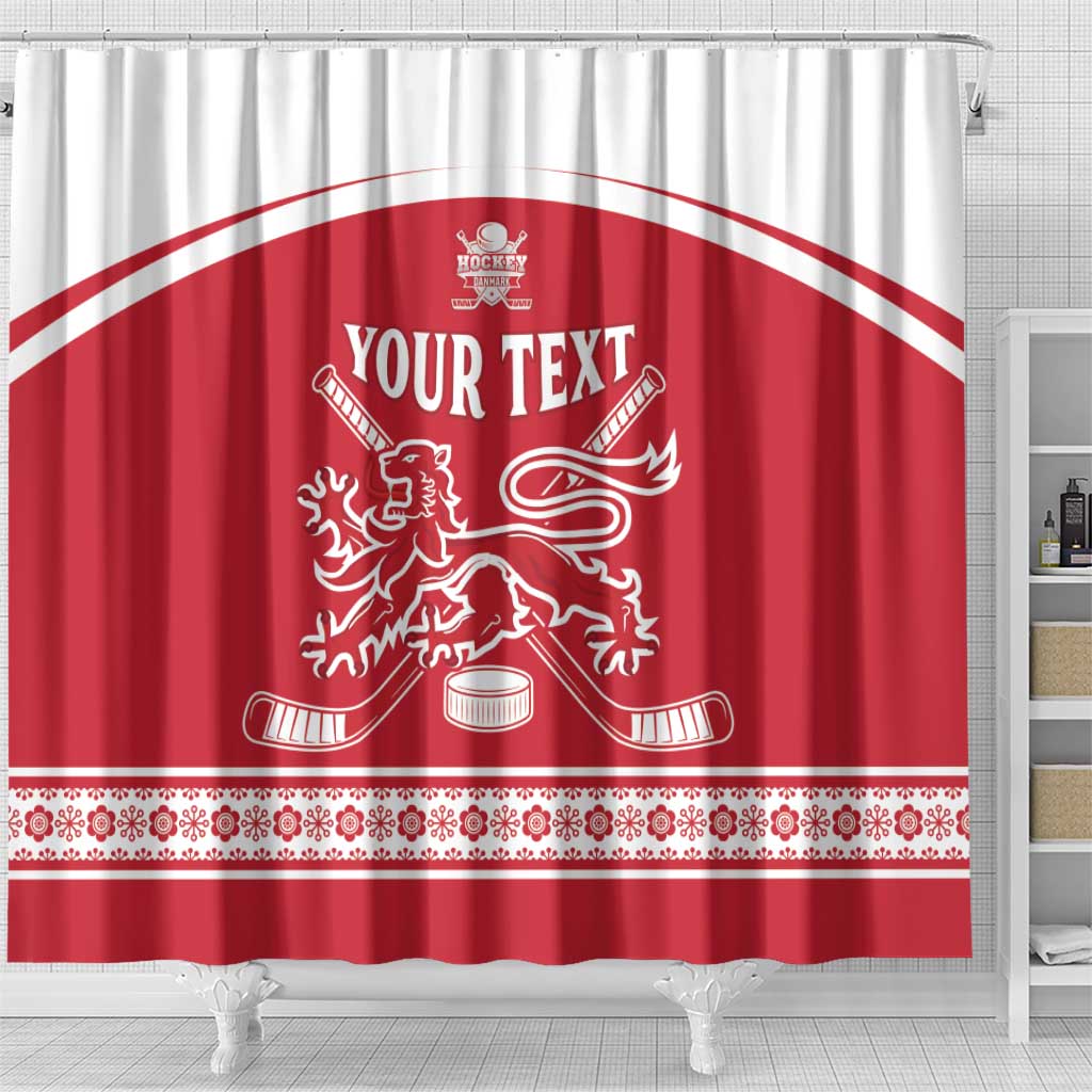 Custom Denmark Hockey Shower Curtain Come On Danish Lions LT15