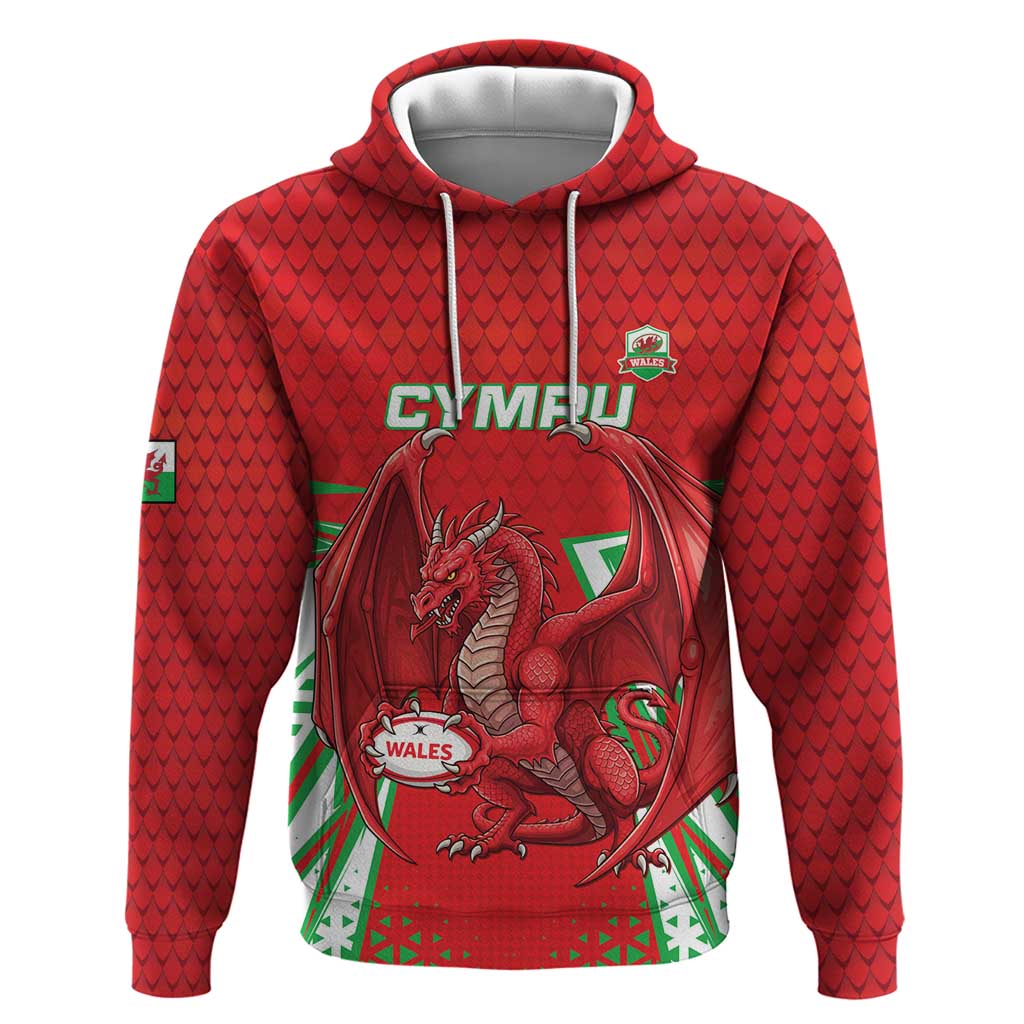Wales Rugby Custom Hoodie Dragon Scales Style LT15