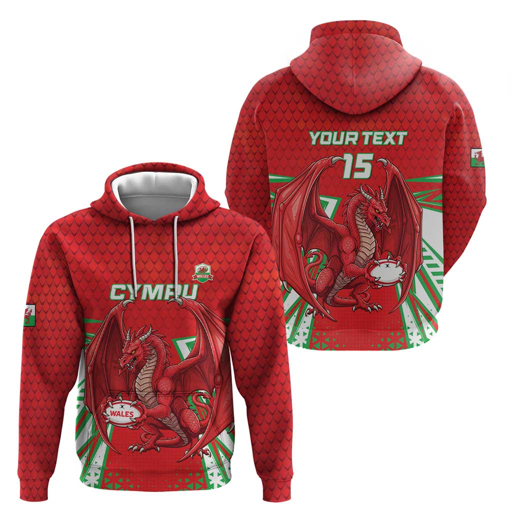 Wales Rugby Custom Hoodie Dragon Scales Style LT15