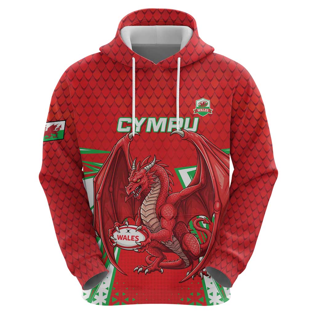 Wales Rugby Custom Hoodie Dragon Scales Style LT15