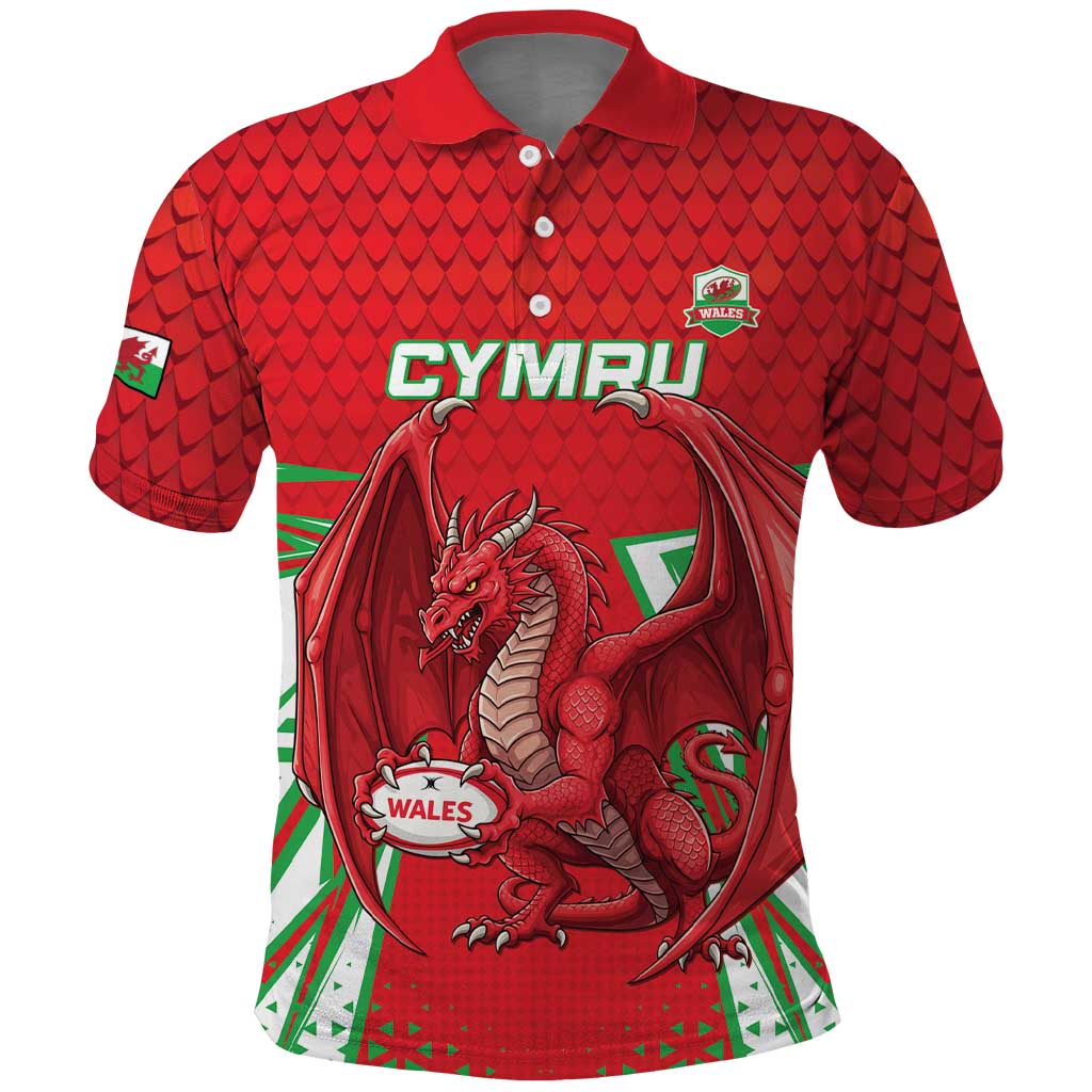 Wales Rugby Custom Polo Shirt Dragon Scales Style LT15