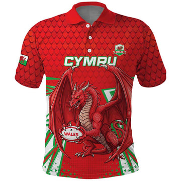 Wales Rugby Custom Polo Shirt Dragon Scales Style LT15