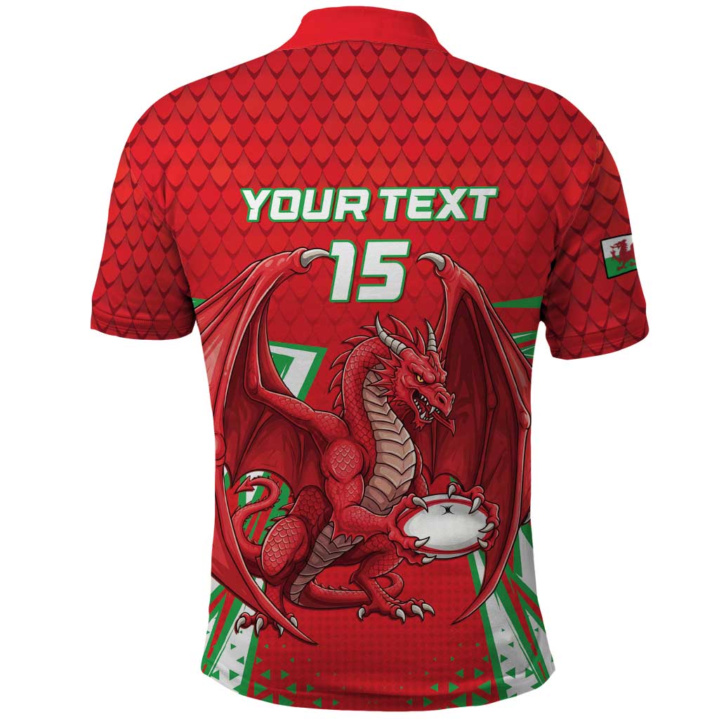 Wales Rugby Custom Polo Shirt Dragon Scales Style LT15