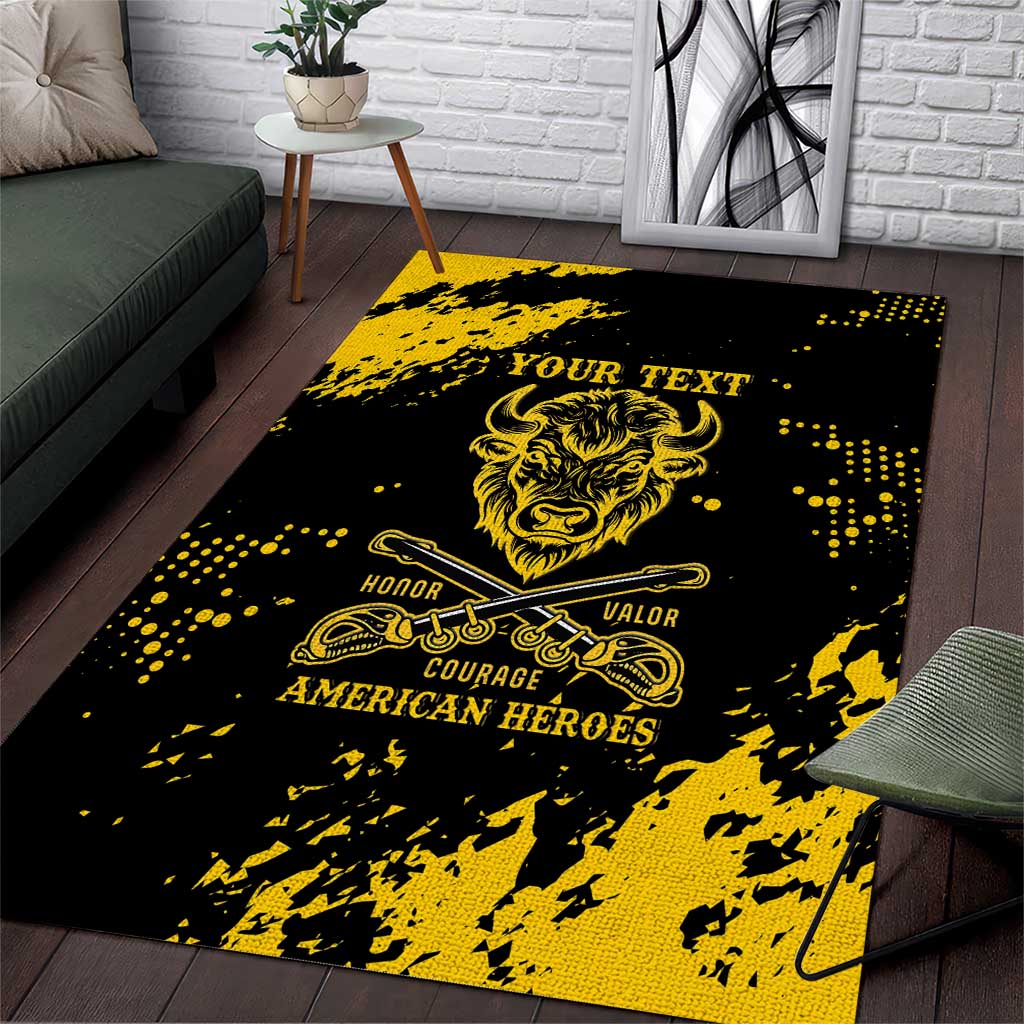 Personalized African-American Heroes Area Rug Bison Buffalo Soldiers - Black Grunge Style LT15