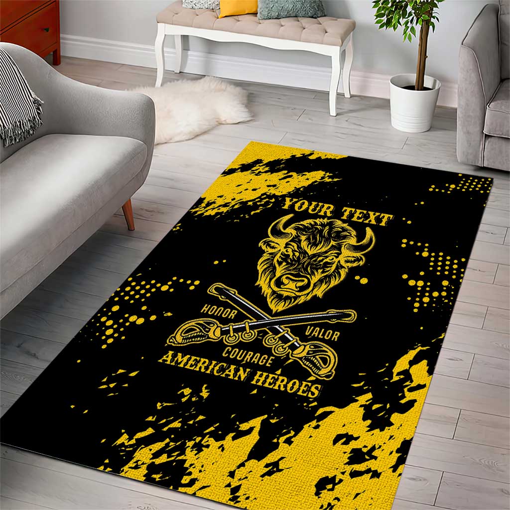 Personalized African-American Heroes Area Rug Bison Buffalo Soldiers - Black Grunge Style LT15