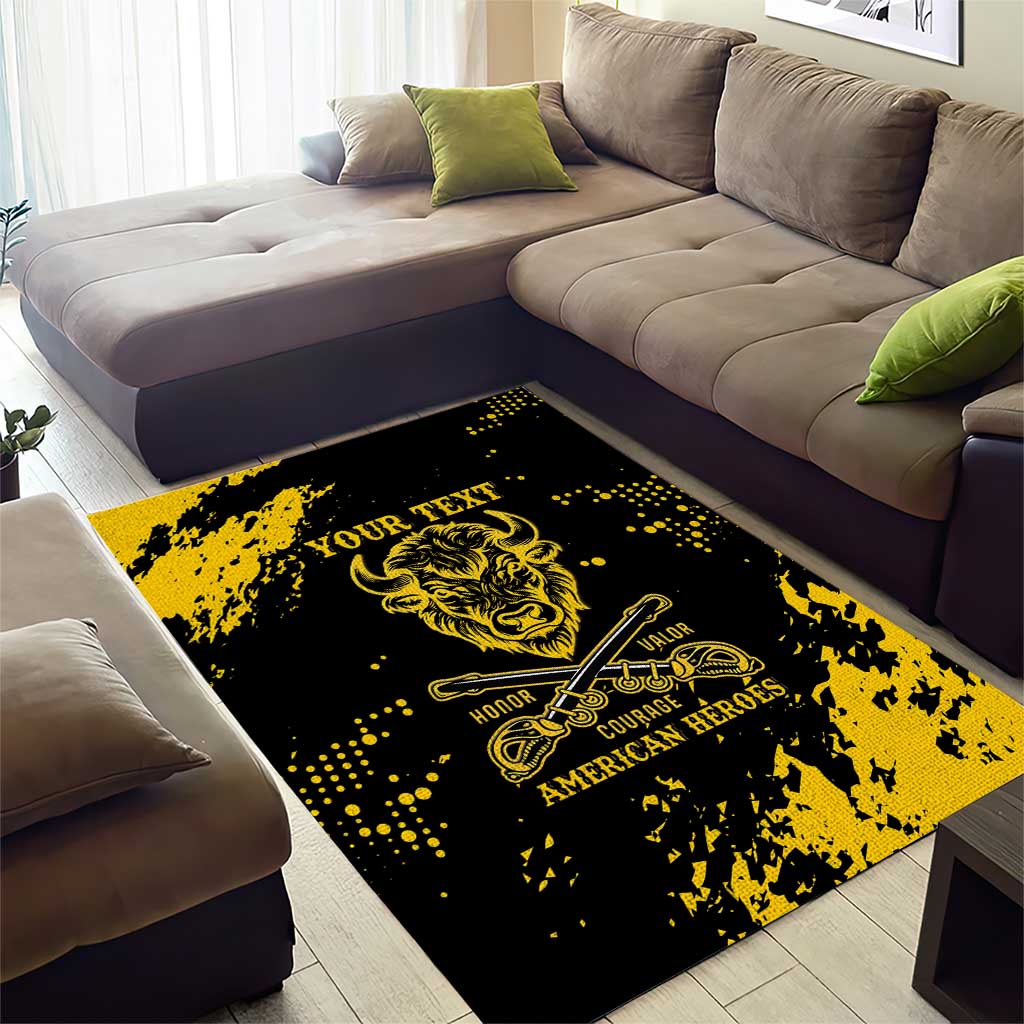 Personalized African-American Heroes Area Rug Bison Buffalo Soldiers - Black Grunge Style LT15
