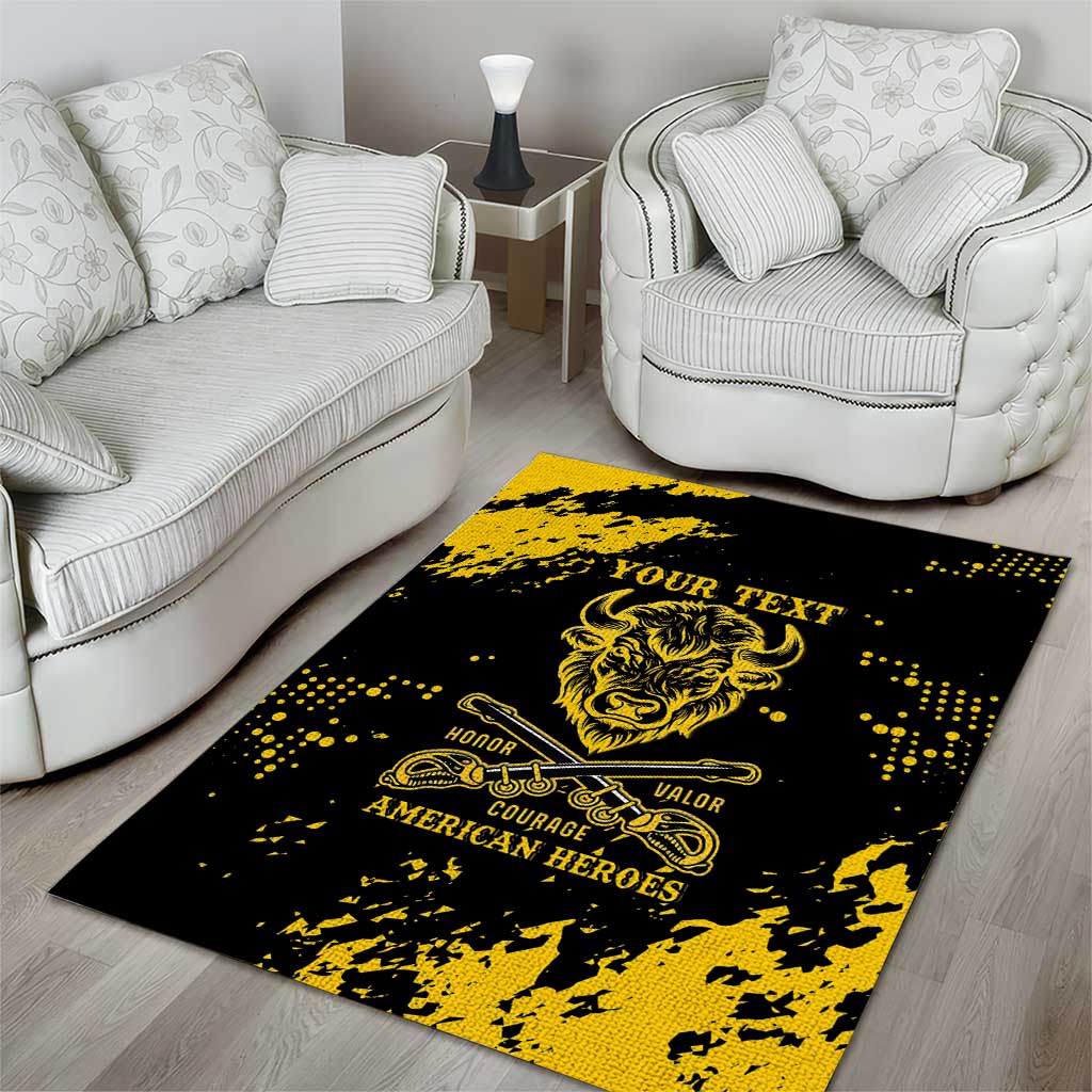 Personalized African-American Heroes Area Rug Bison Buffalo Soldiers - Black Grunge Style LT15