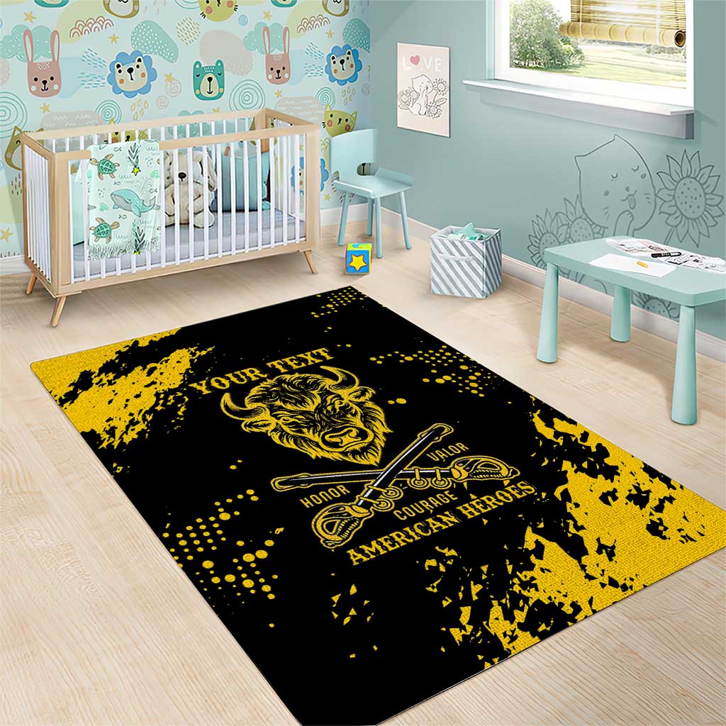 Personalized African-American Heroes Area Rug Bison Buffalo Soldiers - Black Grunge Style LT15