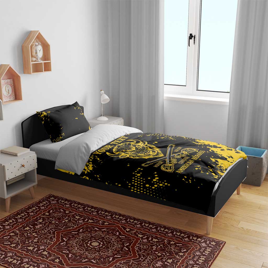 Personalized African-American Heroes Bedding Set Bison Buffalo Soldiers - Black Grunge Style LT15