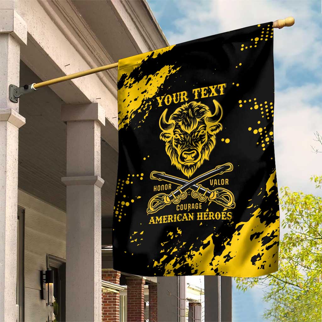 Personalized African-American Heroes Garden Flag Bison Buffalo Soldiers - Black Grunge Style LT15