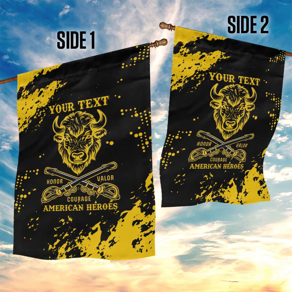 Personalized African-American Heroes Garden Flag Bison Buffalo Soldiers - Black Grunge Style LT15