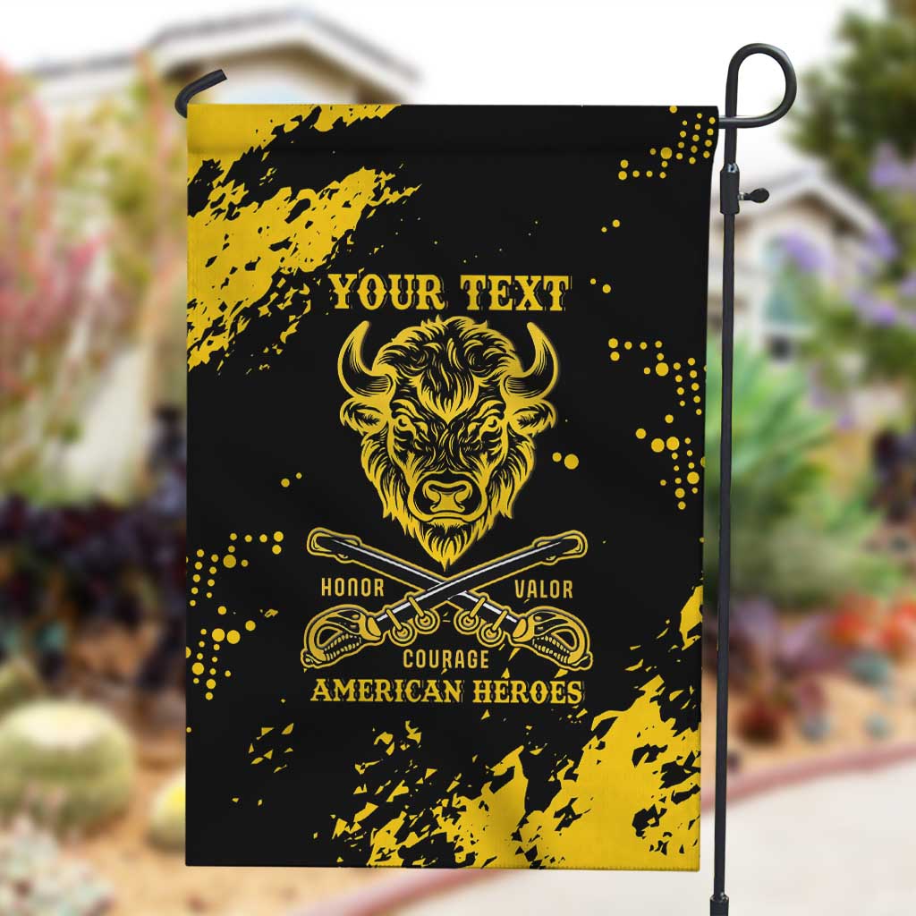 Personalized African-American Heroes Garden Flag Bison Buffalo Soldiers - Black Grunge Style LT15
