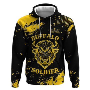 Personalized Bison Buffalo Soldiers Hoodie American Heroes - Black Grunge Style LT15