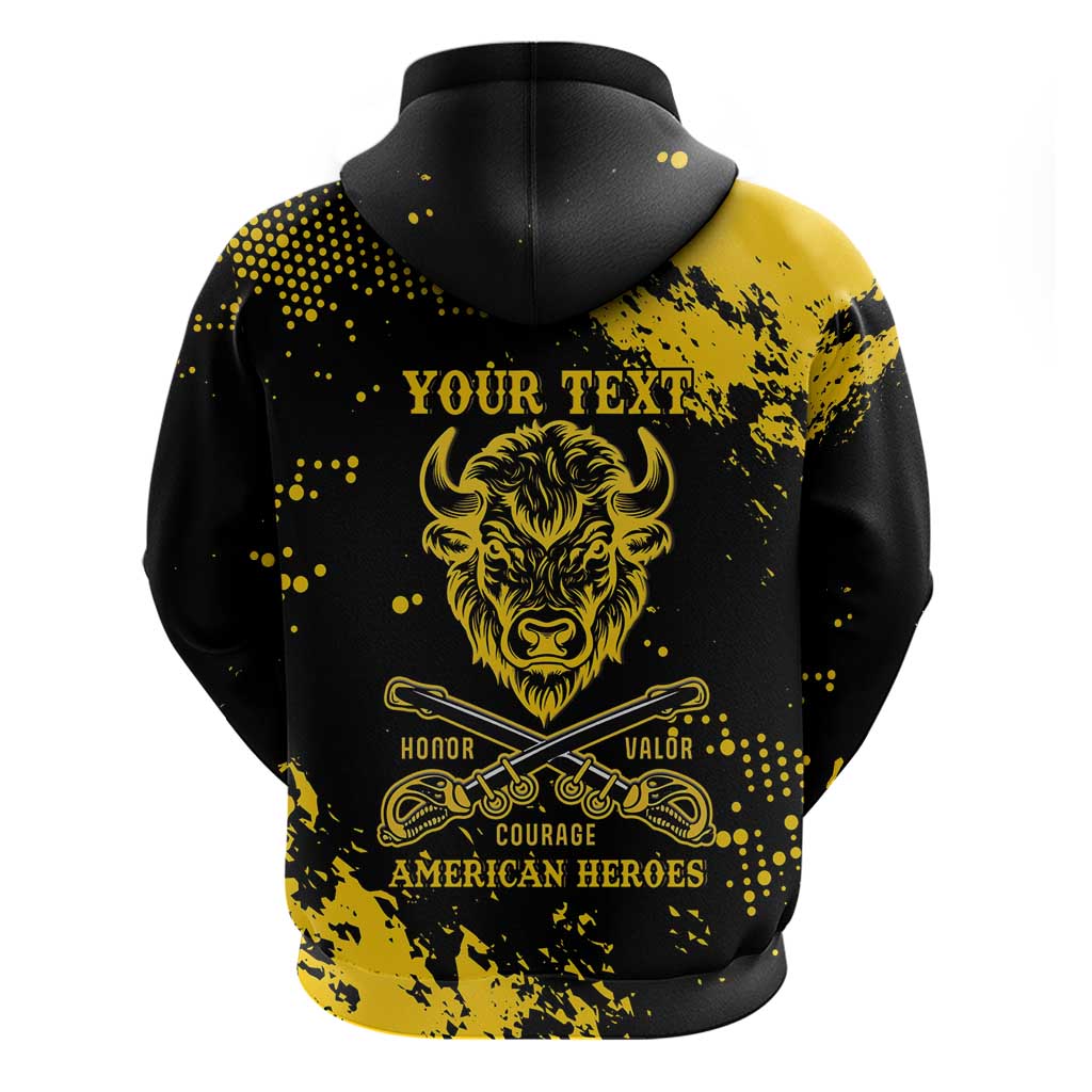 Personalized Bison Buffalo Soldiers Hoodie American Heroes - Black Grunge Style LT15
