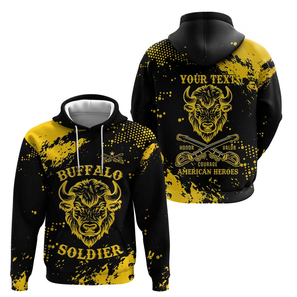 Personalized Bison Buffalo Soldiers Hoodie American Heroes - Black Grunge Style LT15