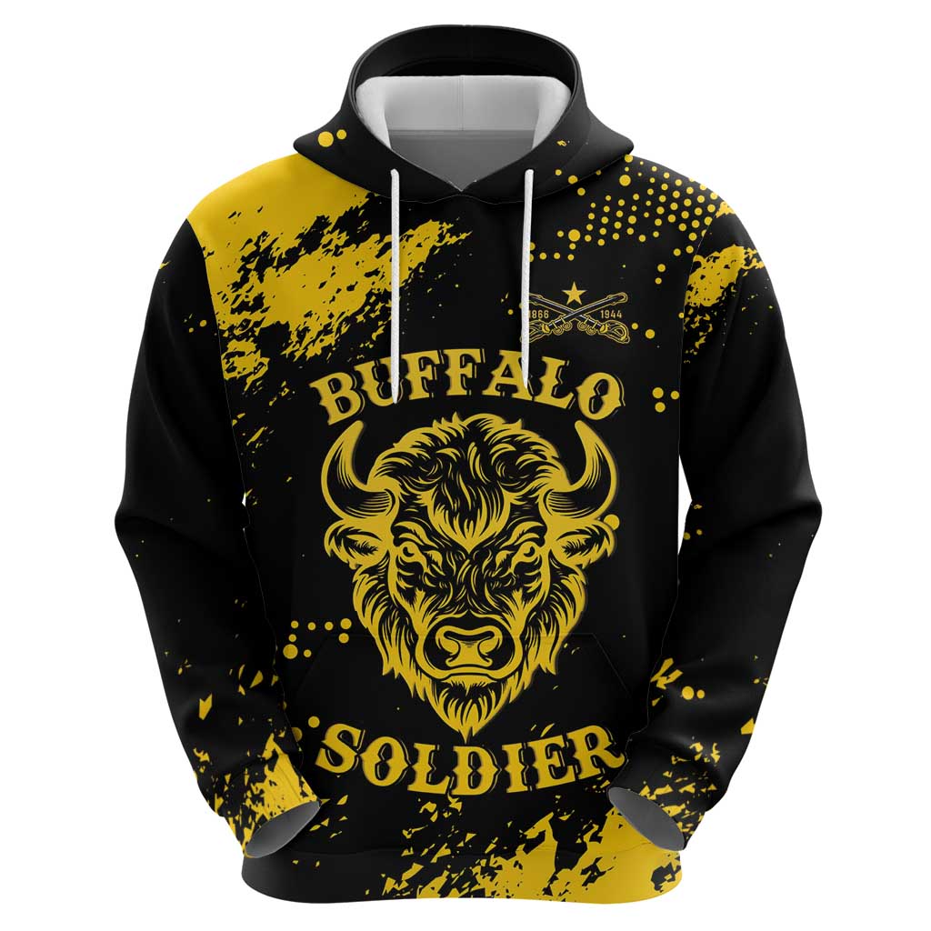 Personalized Bison Buffalo Soldiers Hoodie American Heroes - Black Grunge Style LT15