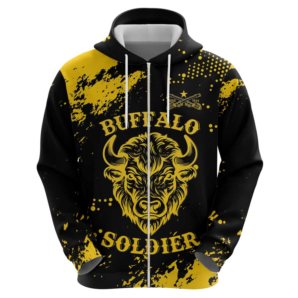 Personalized Bison Buffalo Soldiers Hoodie American Heroes - Black Grunge Style LT15