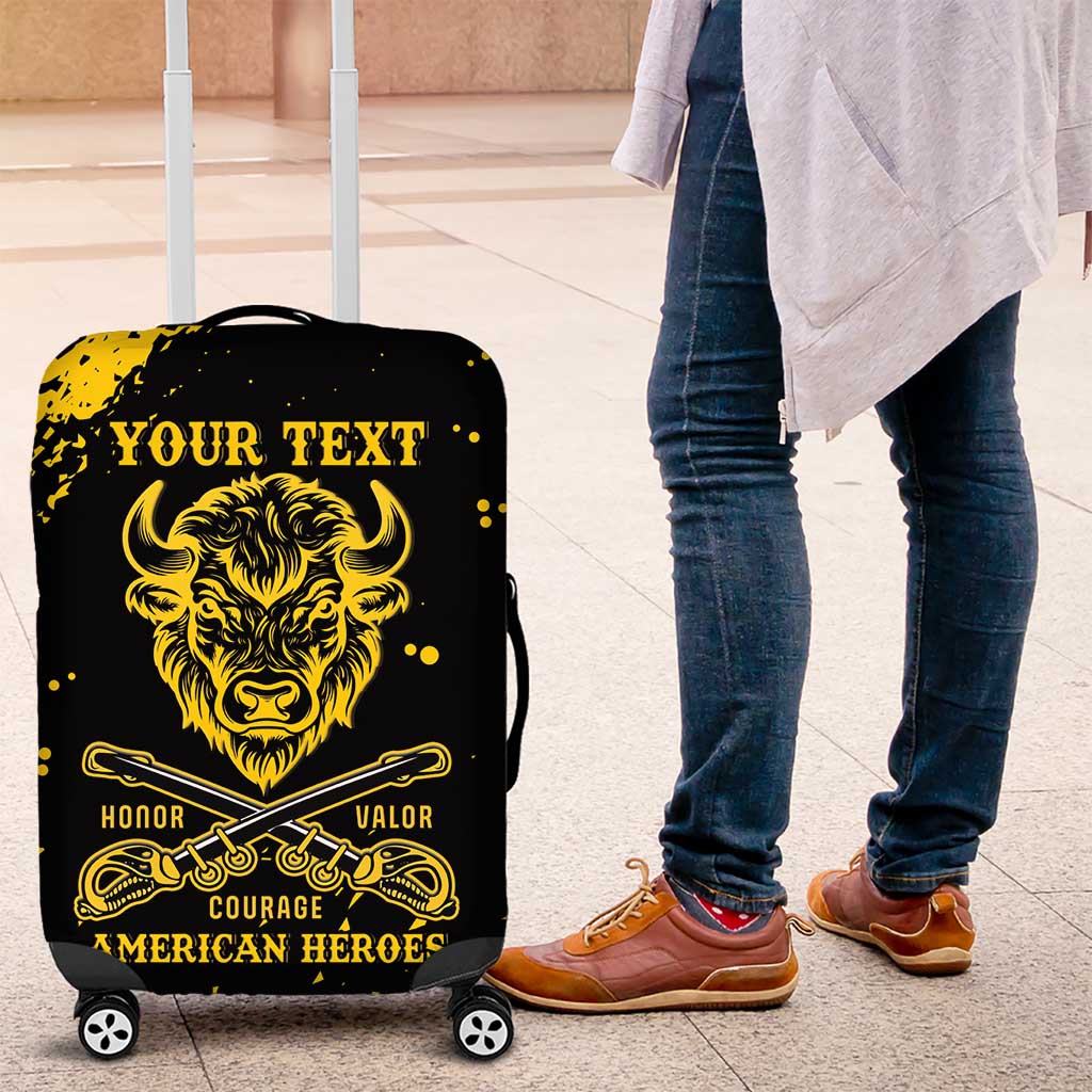 Personalized Bison Buffalo Soldiers Luggage Cover American Heroes - Black Grunge Style LT15