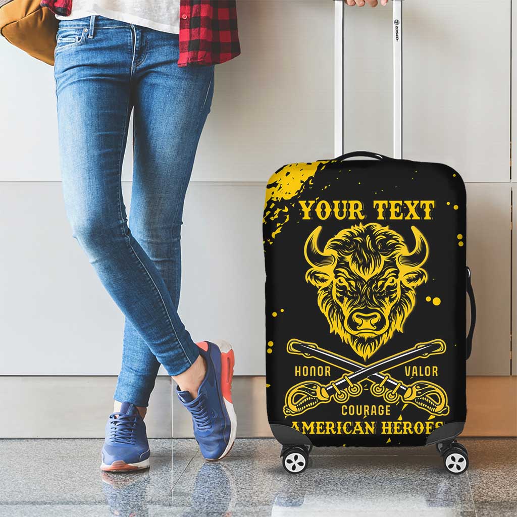 Personalized Bison Buffalo Soldiers Luggage Cover American Heroes - Black Grunge Style LT15