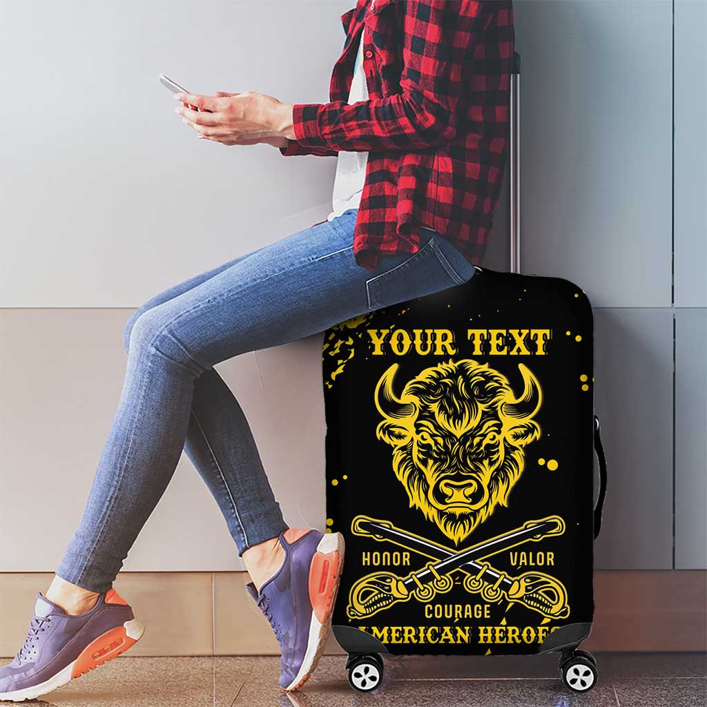 Personalized Bison Buffalo Soldiers Luggage Cover American Heroes - Black Grunge Style LT15
