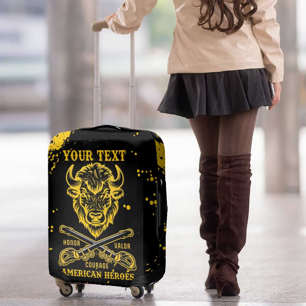Personalized Bison Buffalo Soldiers Luggage Cover American Heroes - Black Grunge Style LT15