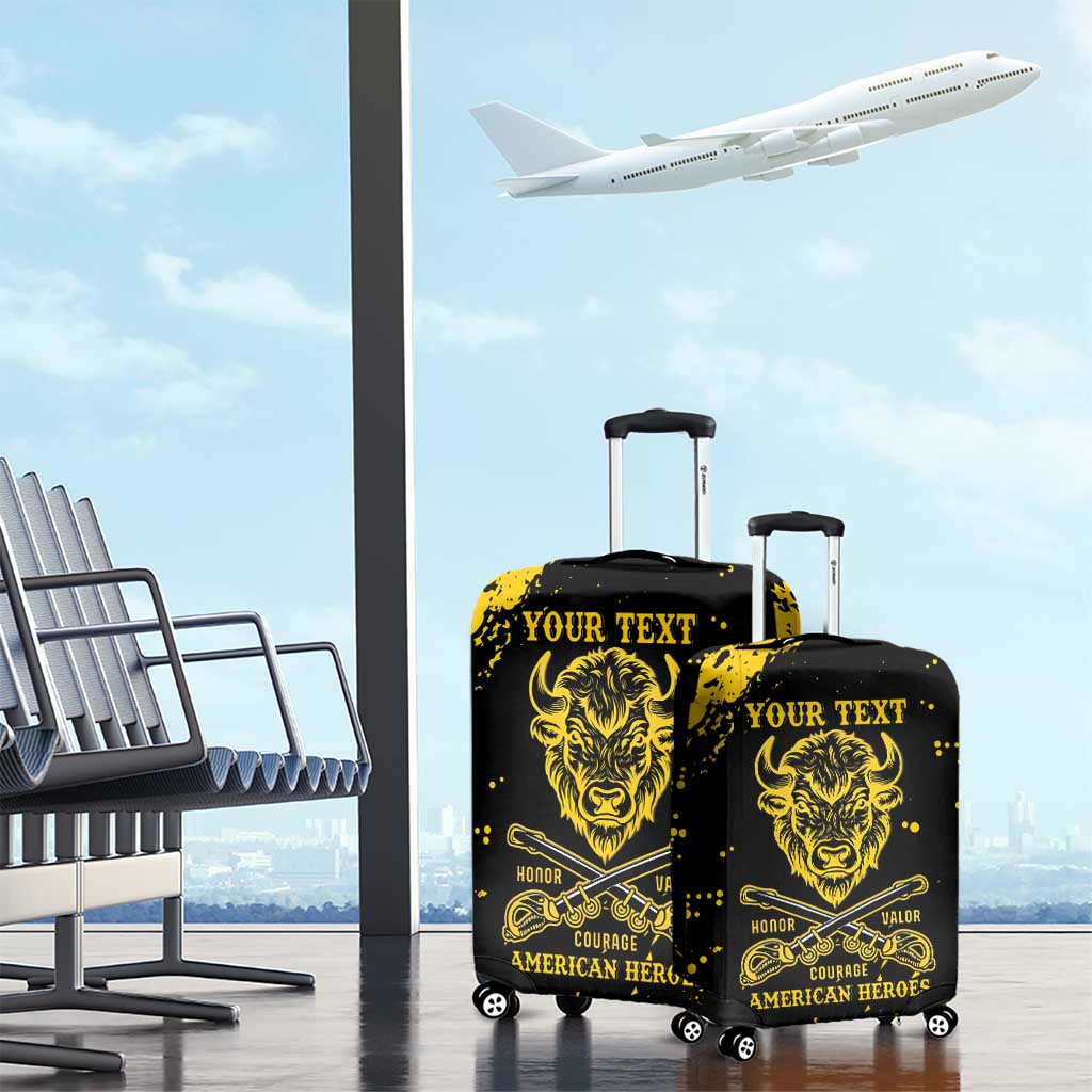 Personalized Bison Buffalo Soldiers Luggage Cover American Heroes - Black Grunge Style LT15