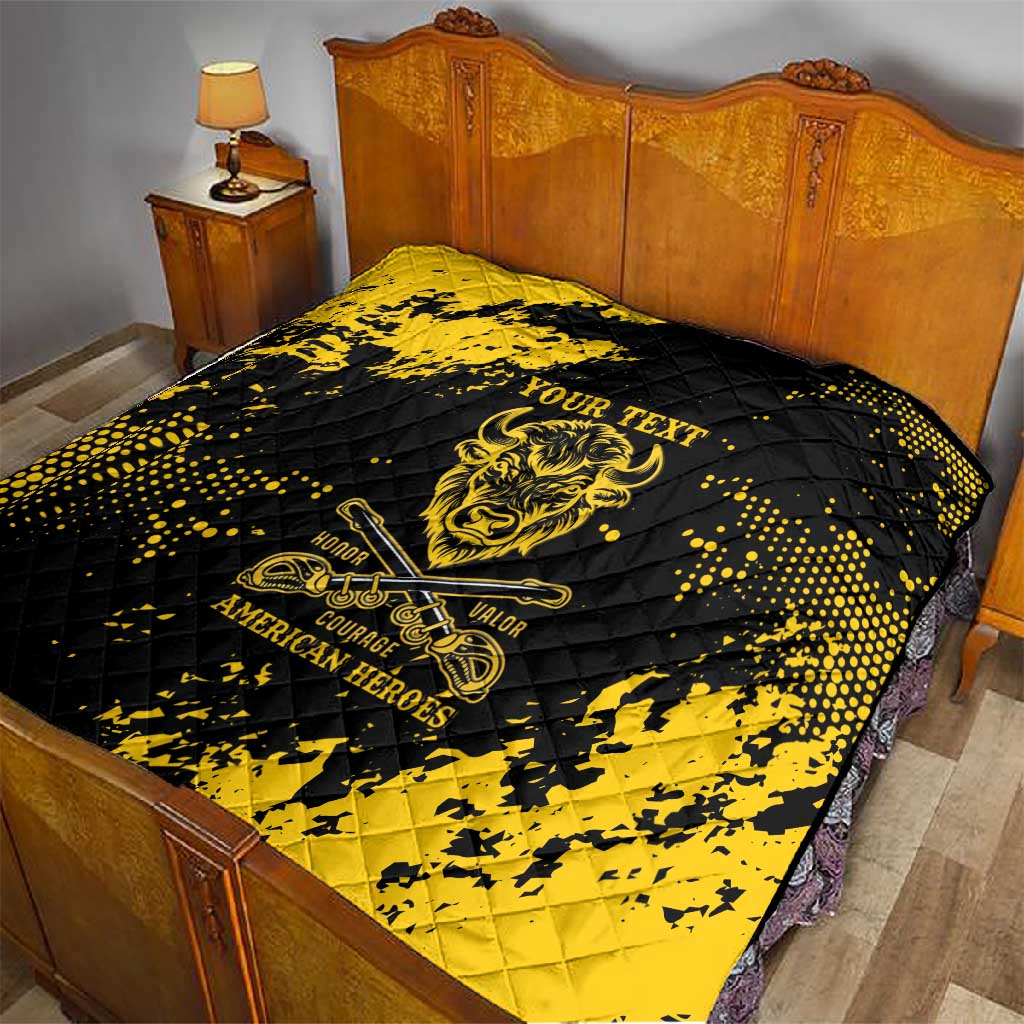 Personalized African-American Heroes Quilt Bison Buffalo Soldiers - Black Grunge Style LT15