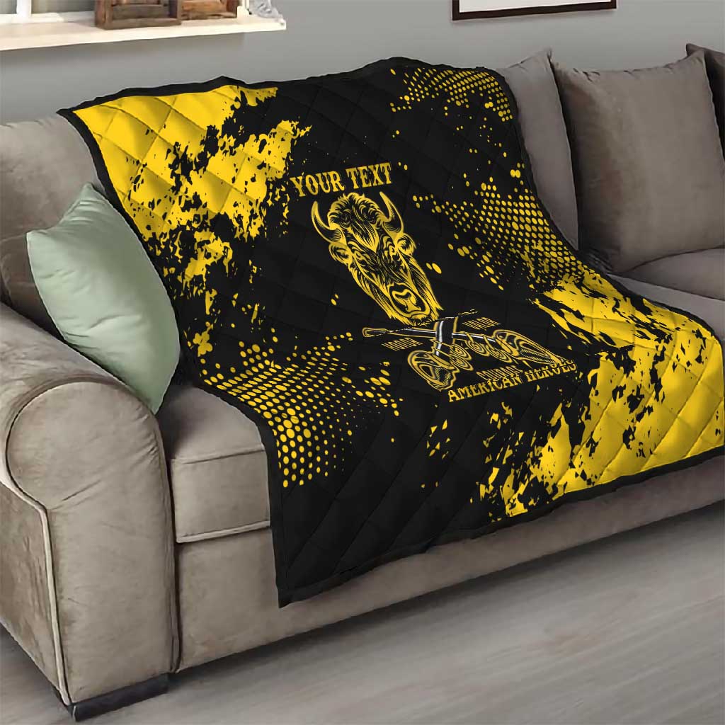 Personalized African-American Heroes Quilt Bison Buffalo Soldiers - Black Grunge Style LT15