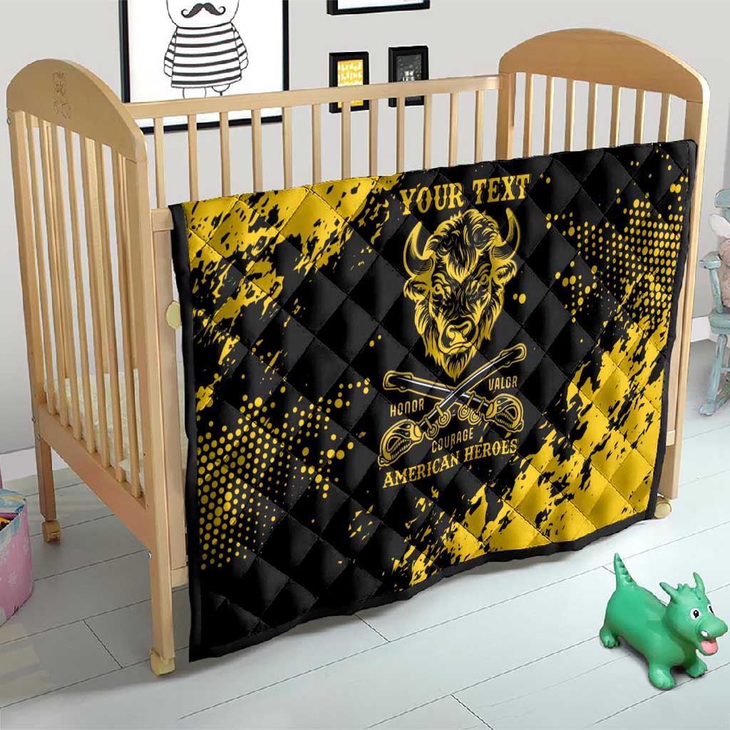 Personalized African-American Heroes Quilt Bison Buffalo Soldiers - Black Grunge Style LT15
