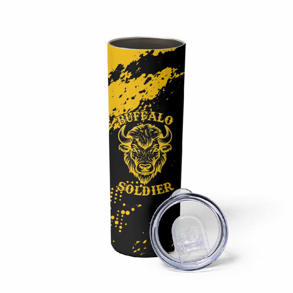 Personalized African-American Heroes Skinny Tumbler Bison Buffalo Soldiers - Black Grunge Style LT15