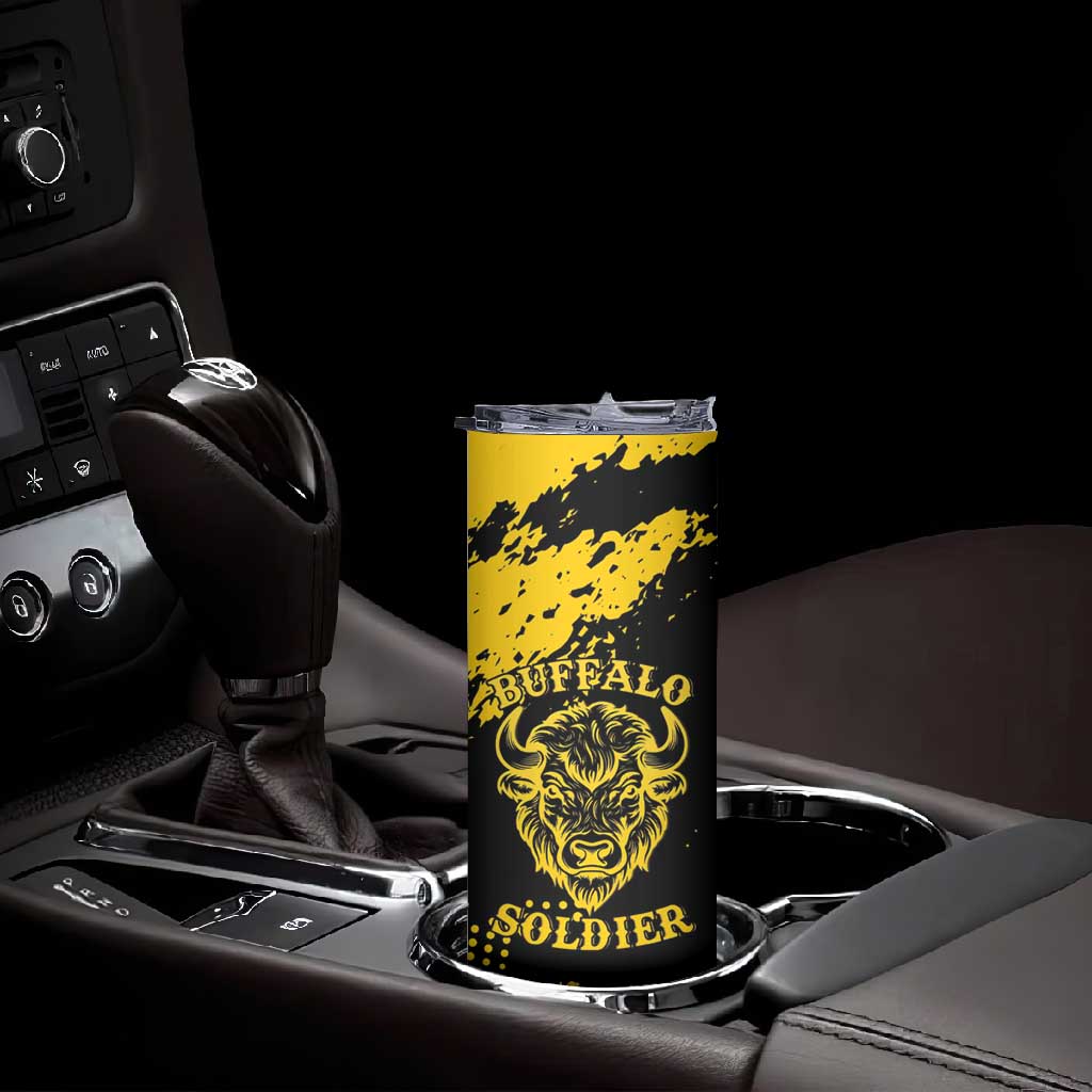 Personalized African-American Heroes Skinny Tumbler Bison Buffalo Soldiers - Black Grunge Style LT15