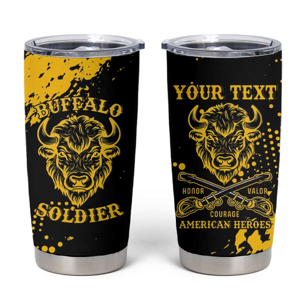Personalized African-American Heroes Tumbler Cup Bison Buffalo Soldiers - Black Grunge Style LT15