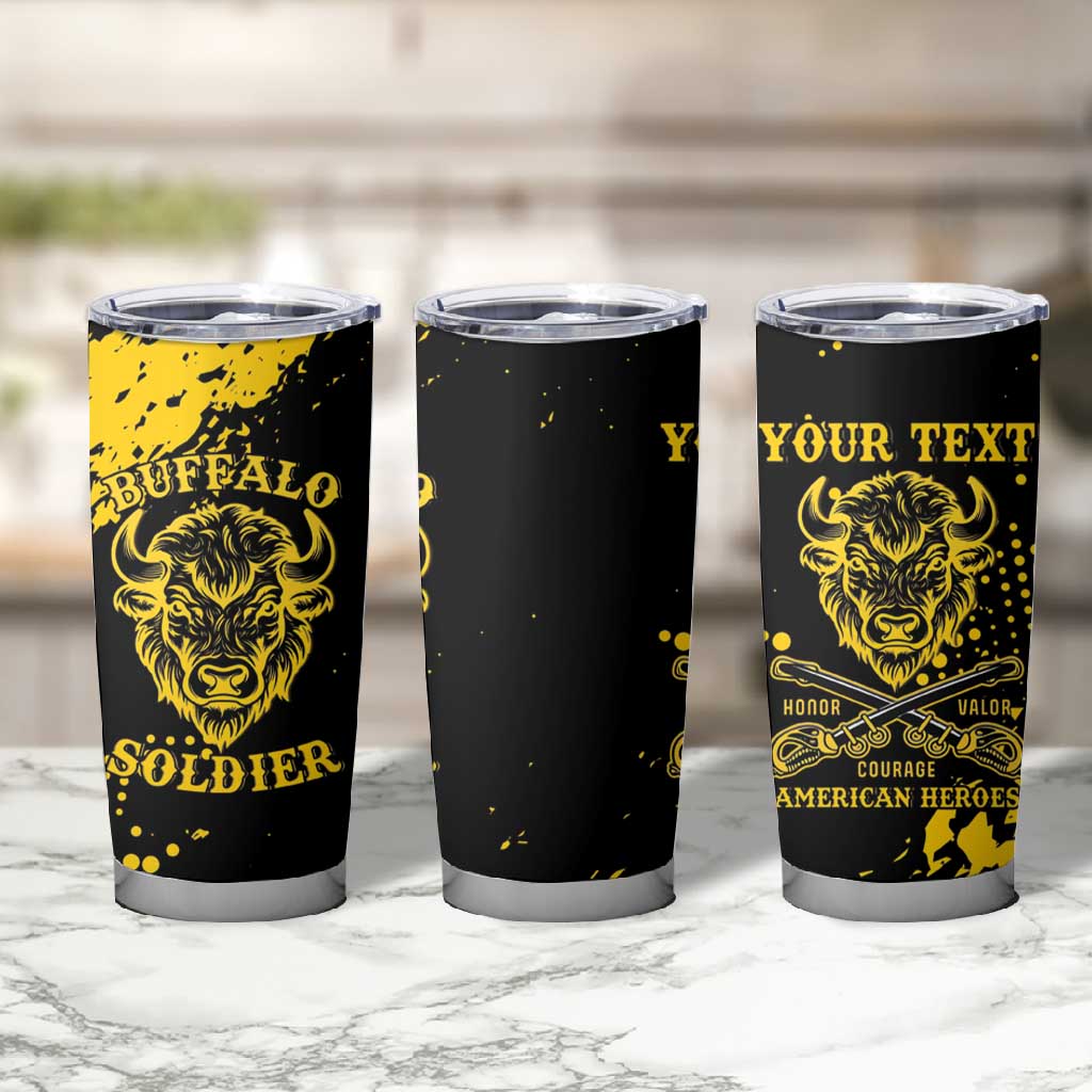 Personalized African-American Heroes Tumbler Cup Bison Buffalo Soldiers - Black Grunge Style LT15