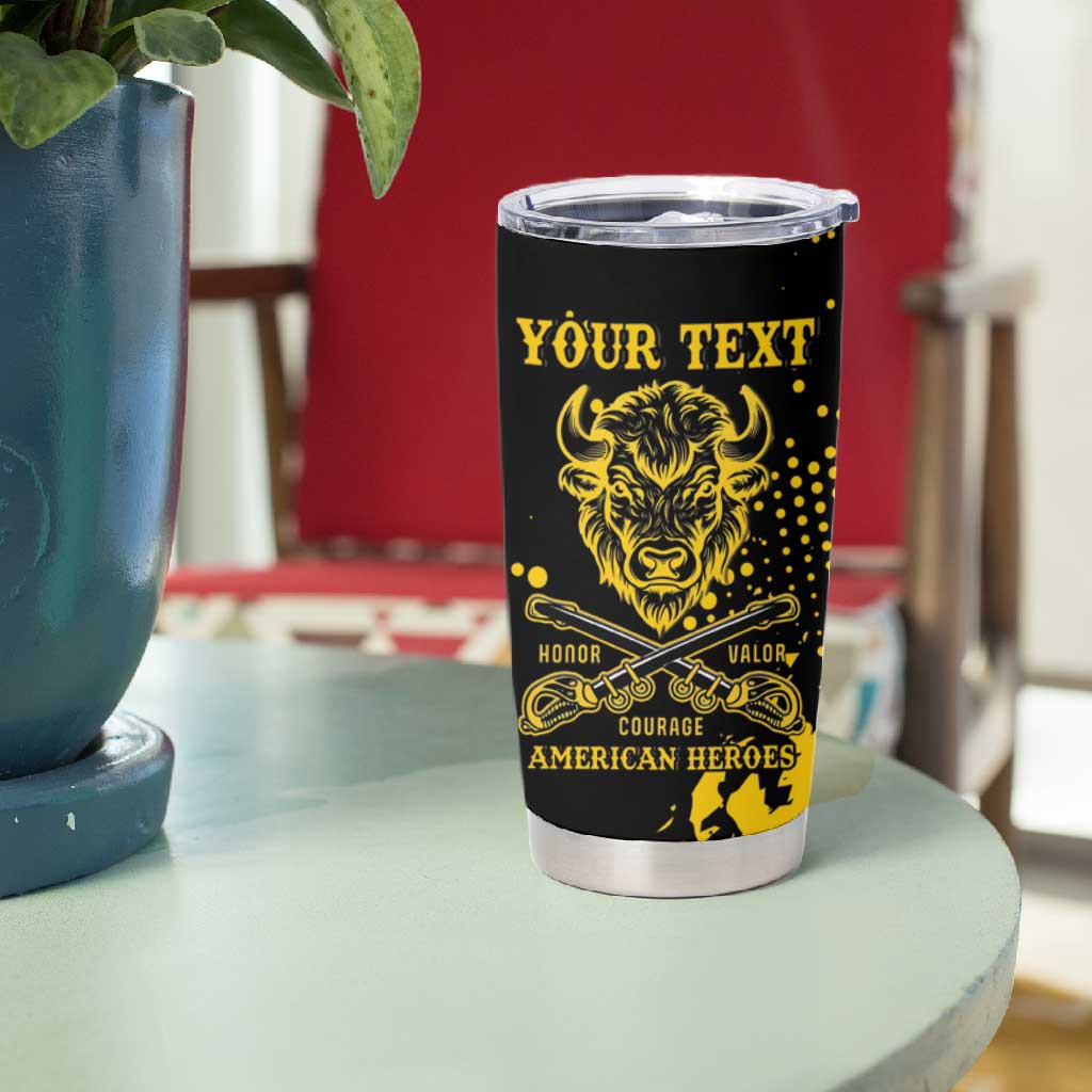 Personalized African-American Heroes Tumbler Cup Bison Buffalo Soldiers - Black Grunge Style LT15