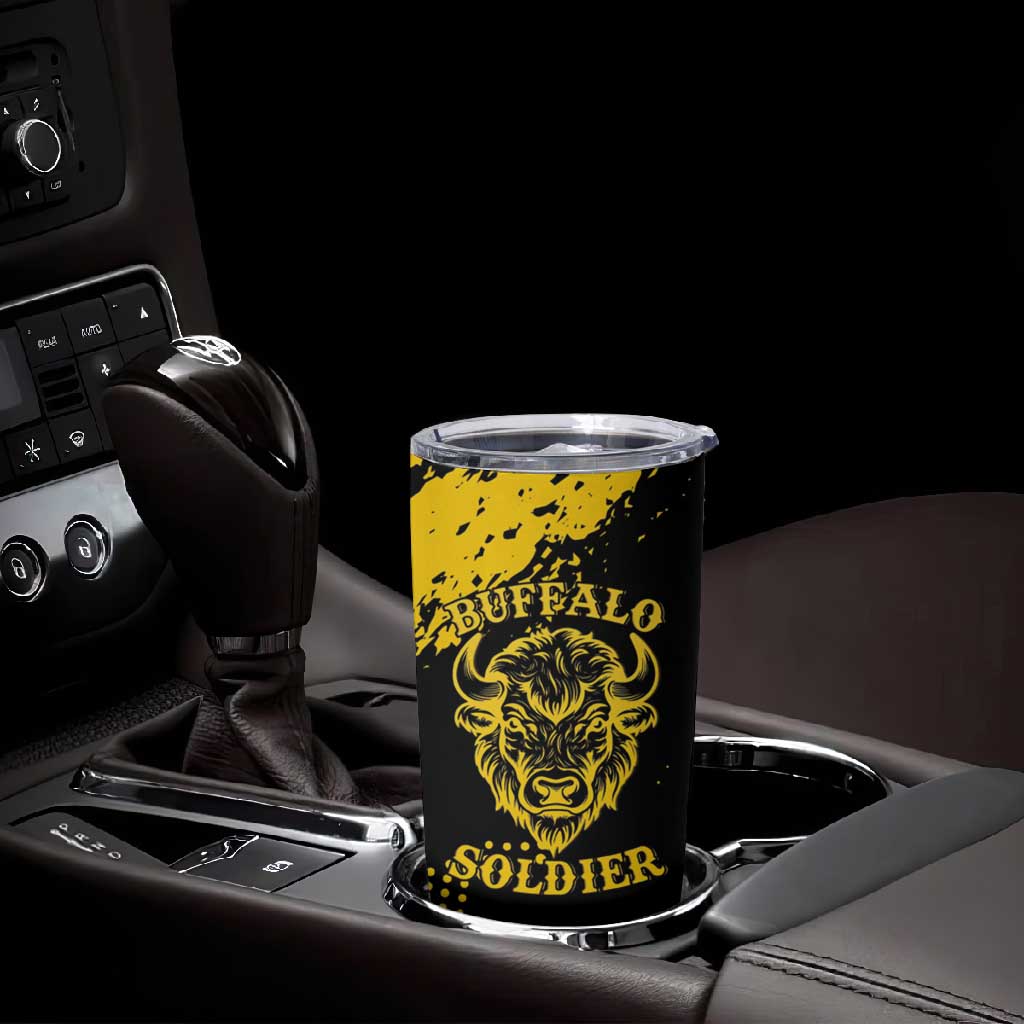Personalized African-American Heroes Tumbler Cup Bison Buffalo Soldiers - Black Grunge Style LT15