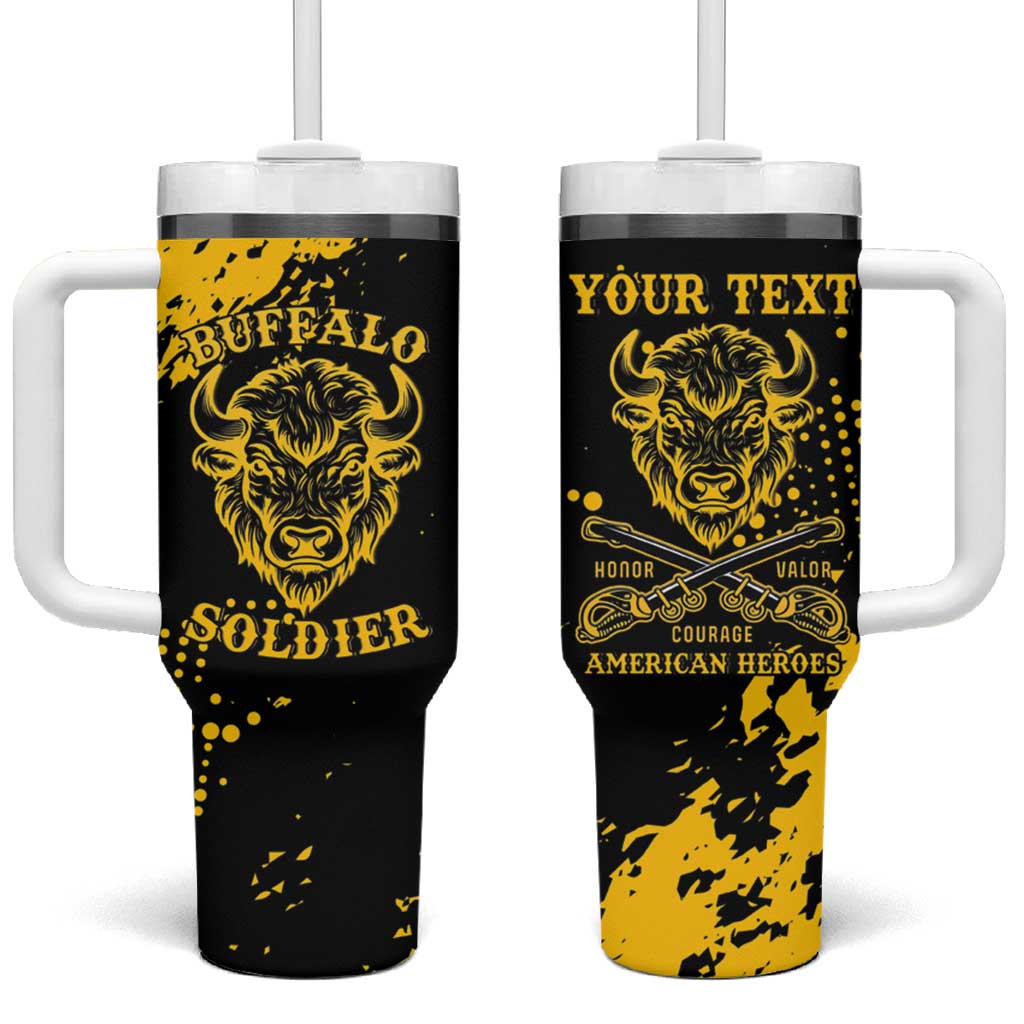 Personalized African-American Heroes Tumbler With Handle Bison Buffalo Soldiers - Black Grunge Style LT15