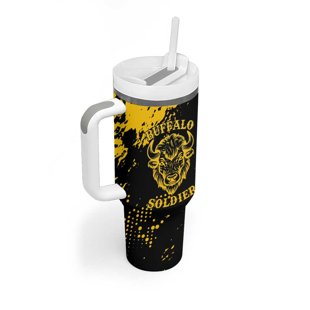 Personalized African-American Heroes Tumbler With Handle Bison Buffalo Soldiers - Black Grunge Style LT15