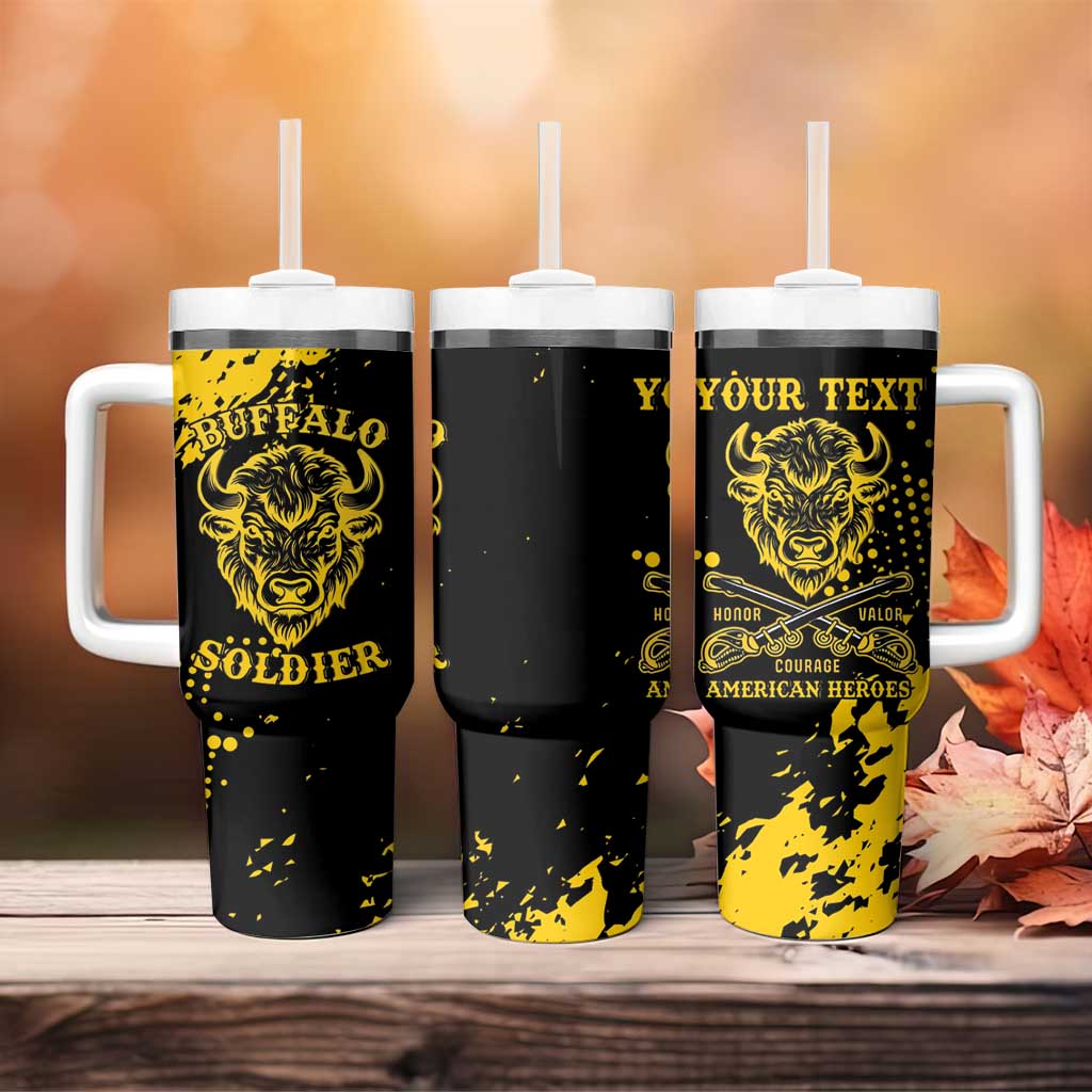 Personalized African-American Heroes Tumbler With Handle Bison Buffalo Soldiers - Black Grunge Style LT15