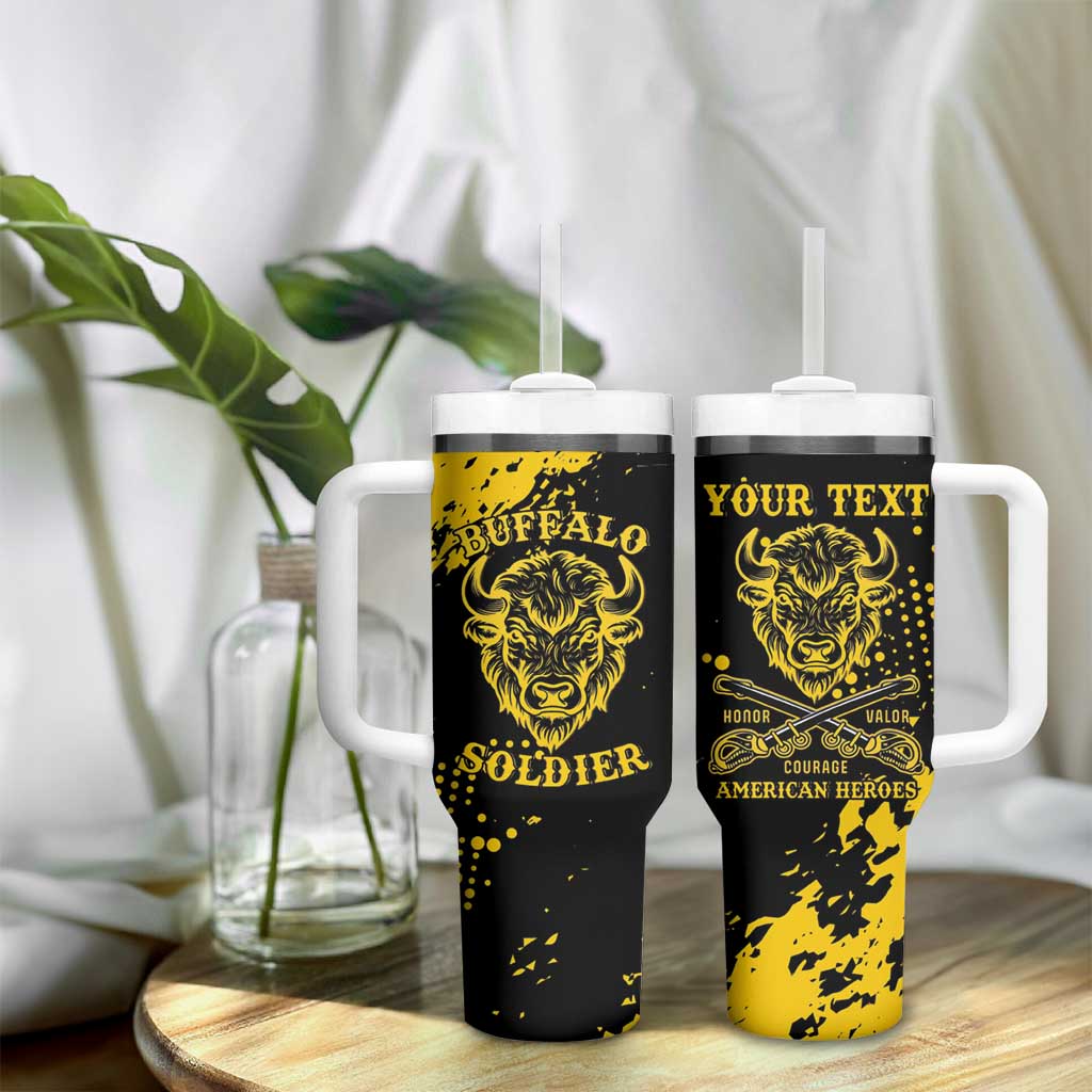 Personalized African-American Heroes Tumbler With Handle Bison Buffalo Soldiers - Black Grunge Style LT15