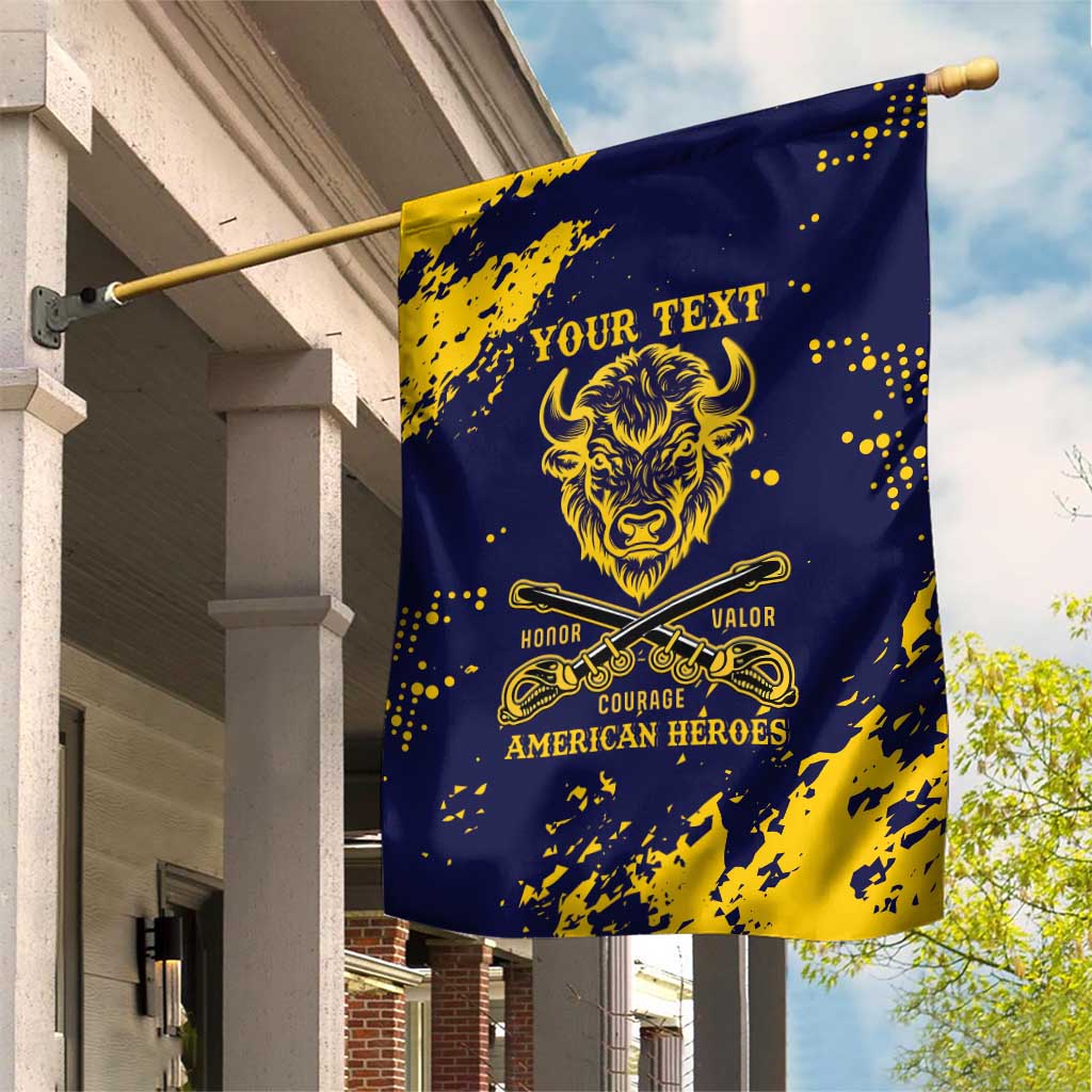 Personalized African-American Heroes Garden Flag Bison Buffalo Soldiers - Blue Grunge Style LT15